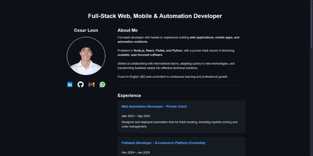 Cesar Leon – Full-Stack Developer